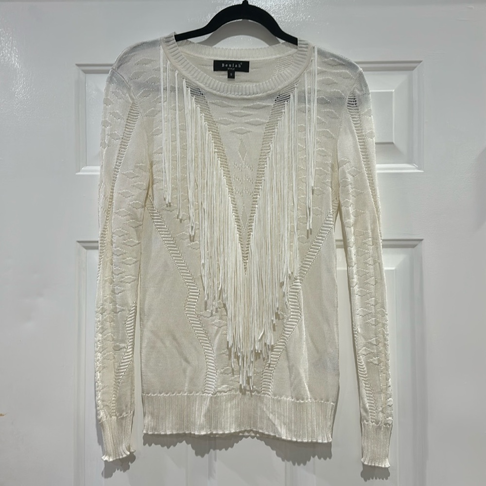 Beulah Style Women’s  Fringe Sweater Size Small
